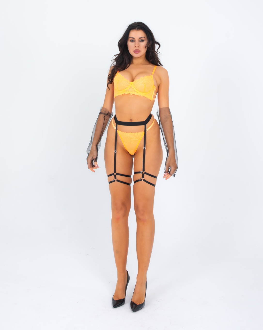 Jartiyerli İç Giyim Takım Seti: Electric Lemon + Pinky Vibe + Orange Lace + Lime Lust