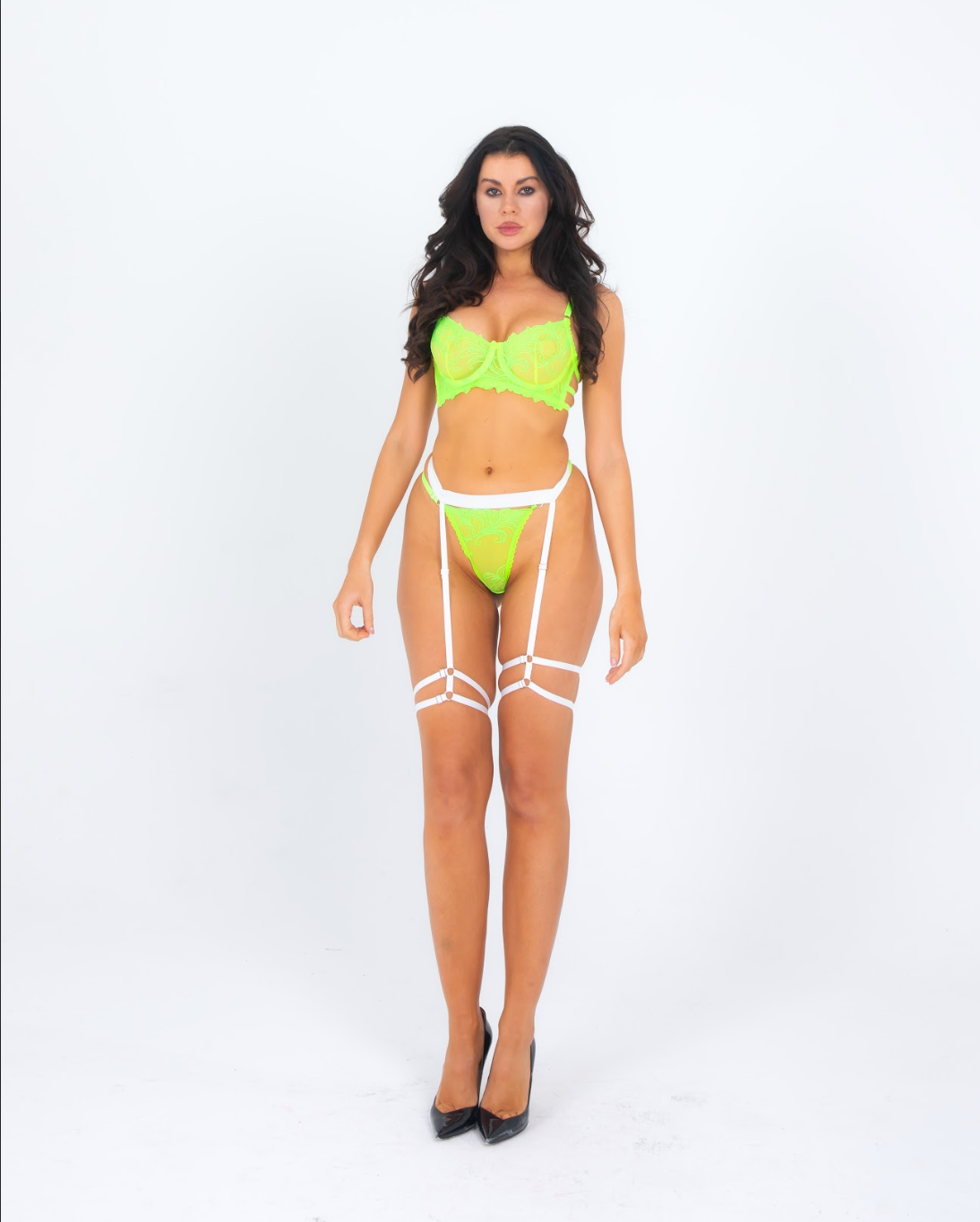 Jartiyerli İç Giyim Takım Seti: Electric Lemon + Pinky Vibe + Orange Lace + Lime Lust