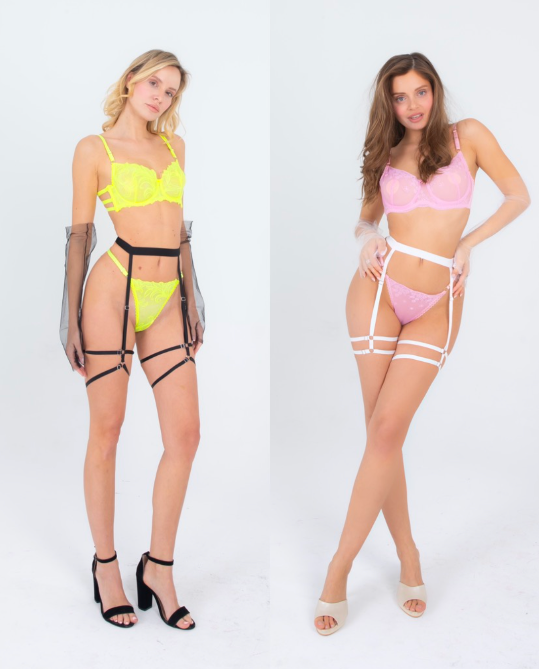 Jartiyerli İç Giyim Takım Seti: Electric Lemon + Pinky Vibe 2'li Set