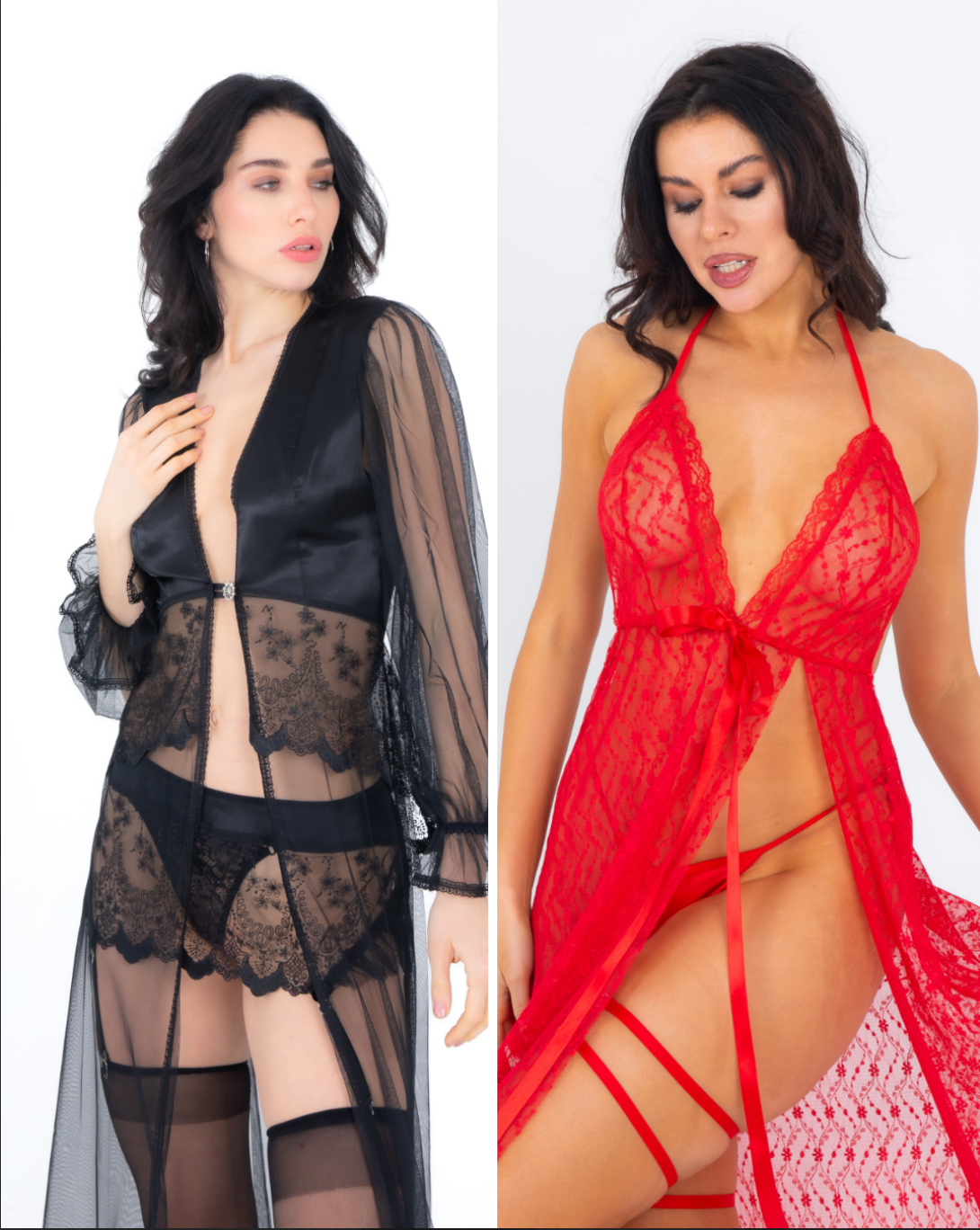 Elegance Robe + Red Harmony Gown 2'li Set