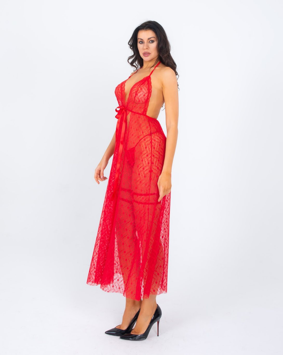 Elegance Robe + Red Harmony Gown 2'li Set