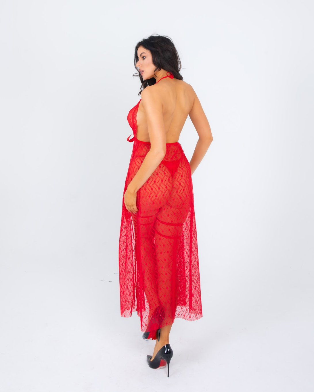 Elegance Robe + Red Harmony Gown 2'li Set